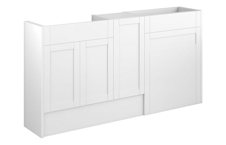 Abbey 1536mm Standard Basin, WC & 1 Door Unit Pack - Matt White (Grey Cab)