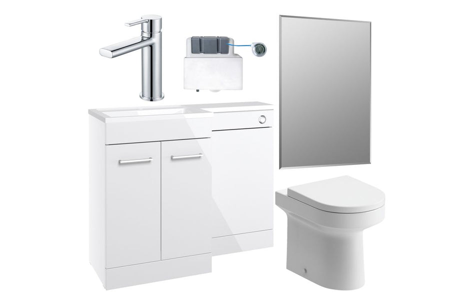 Venasa 1000mm Furniture & BTW WC Pack - Gloss White (RH & LH)