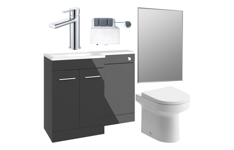 Venasa 1000mm Furniture & BTW WC Pack - Anthracite Gloss (RH & LH)