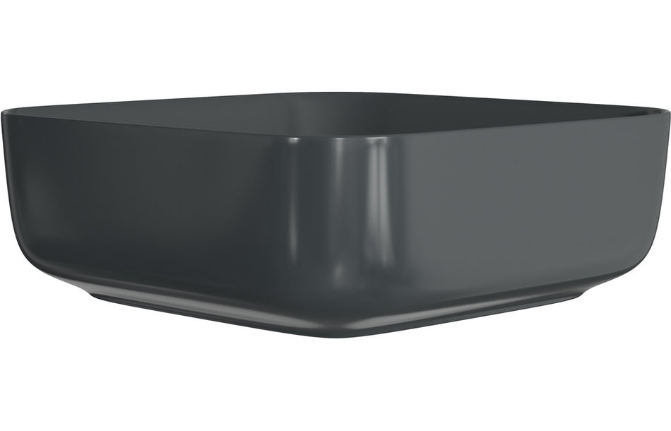 Lux 400mm Ceramic Square Washbowl & Waste - Matt Black