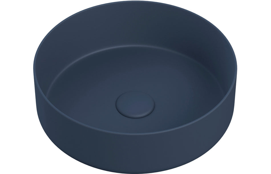 Lux 355mm Ceramic Round Washbowl & Waste - Matt Deep Blue