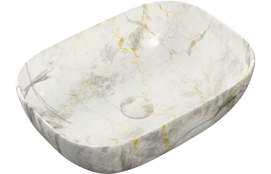 Otom 460x330mm Ceramic Washbowl - White Marble Effect