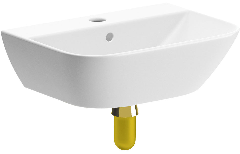 Sederwood 450x320mm 1TH Cloakroom Basin & Brushed Brass Bottle Trap