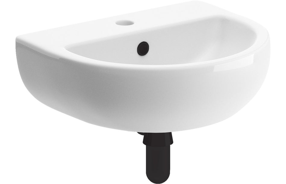 Tusany 450x400mm 1TH Cloakroom Basin & Black Bottle Trap