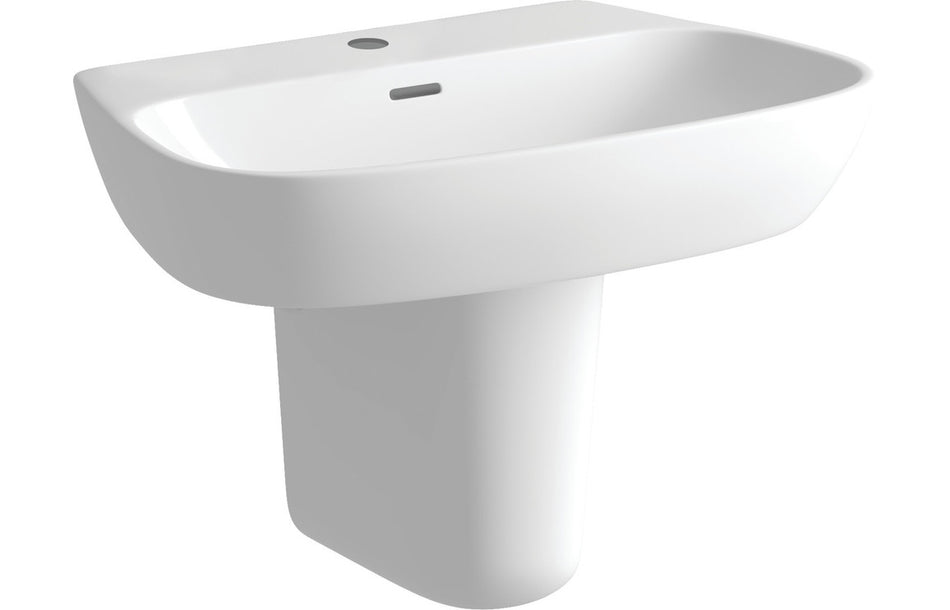 Emeris 600x400mm 1TH Basin & Semi Pedestal