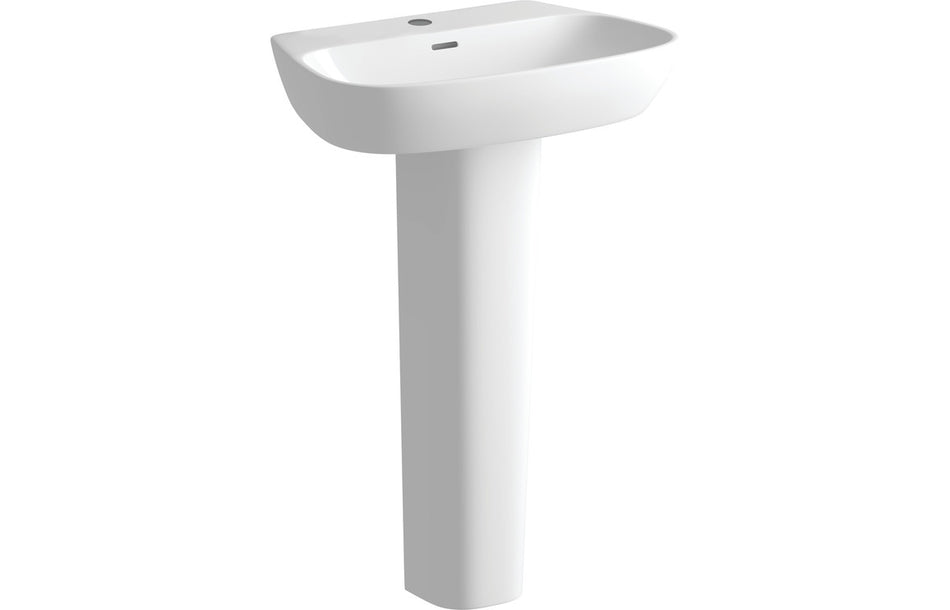 Emeris 600x400mm 1TH Basin & Full Pedestal