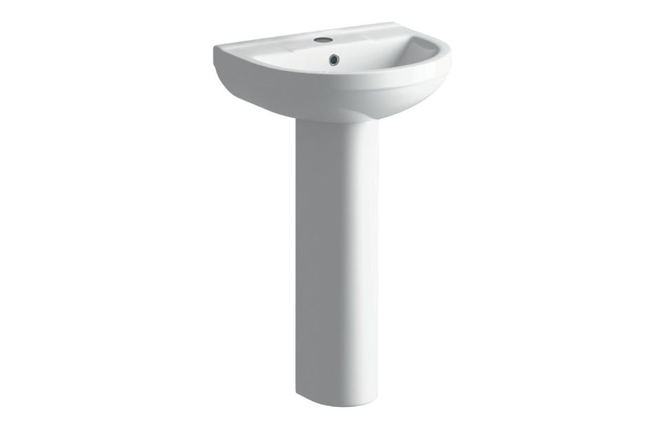 Laures 500x390mm 1TH Basin & Full Pedestal