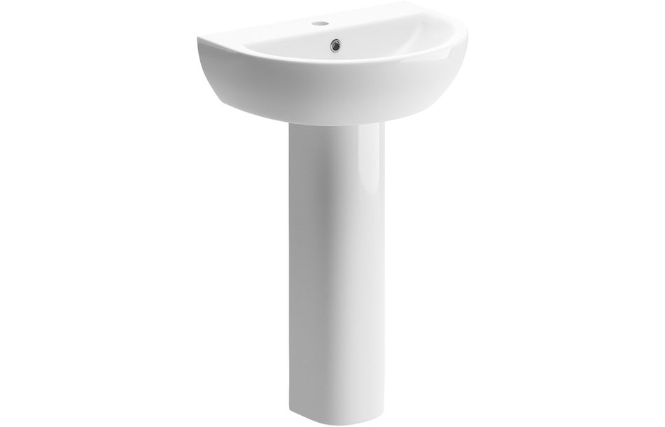 Tusany 550x400mm 1TH Basin & Full Pedestal
