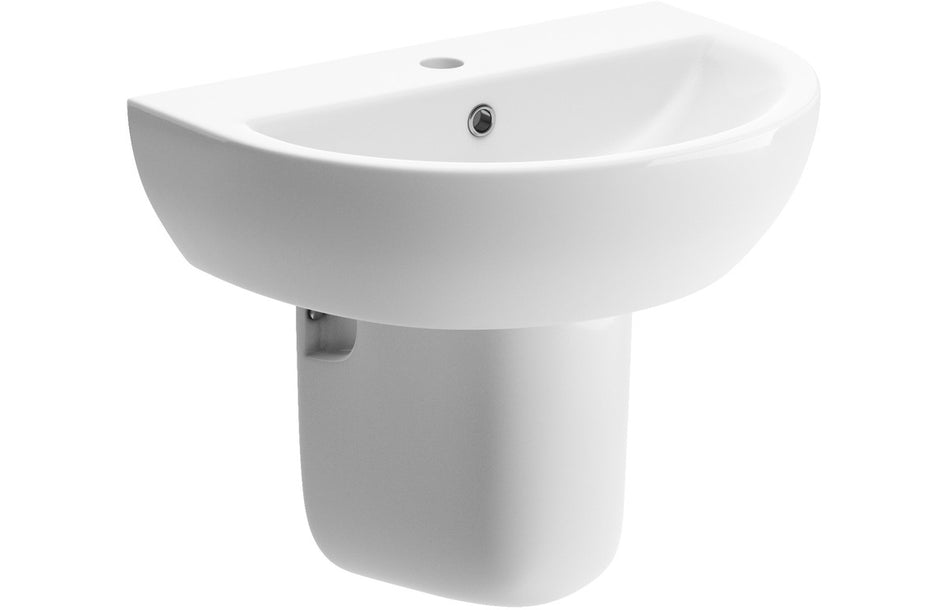 Tusany 550x400mm 1TH Basin & Semi Pedestal
