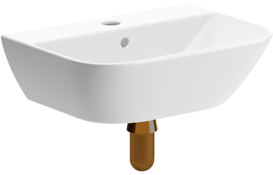 Sederwood 450x320mm 1TH Cloakroom Basin & Brushed Bronze Bottle Trap