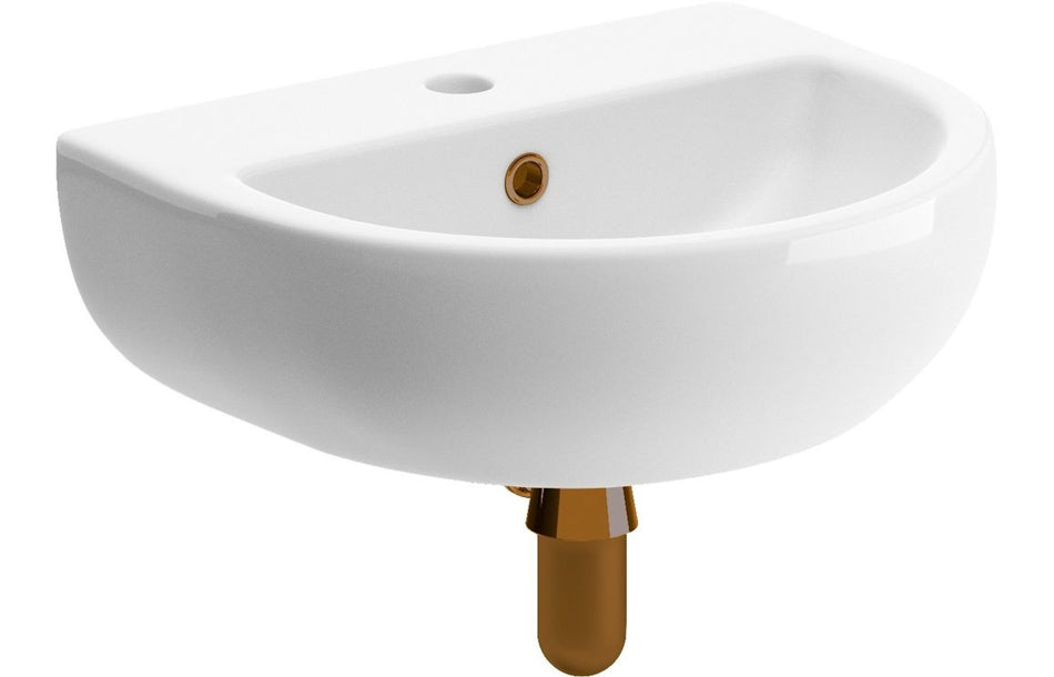 Tusany 450x400mm 1TH Cloakroom Basin & Brushed Bronze Bottle Trap