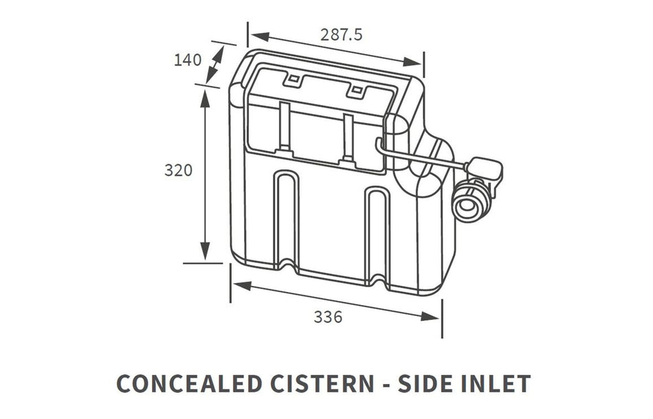 Concealed Cistern with Dual Flush Button (Side Inlet) - Compact design with both front and top access