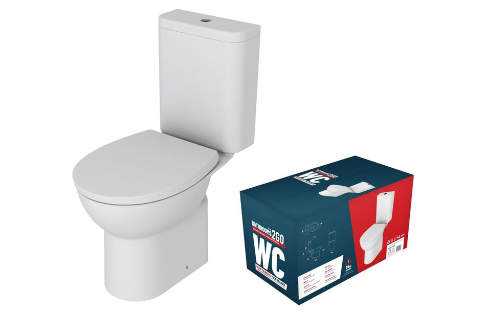 Close Coupled Toilet Rimless WC & Soft Close Seat