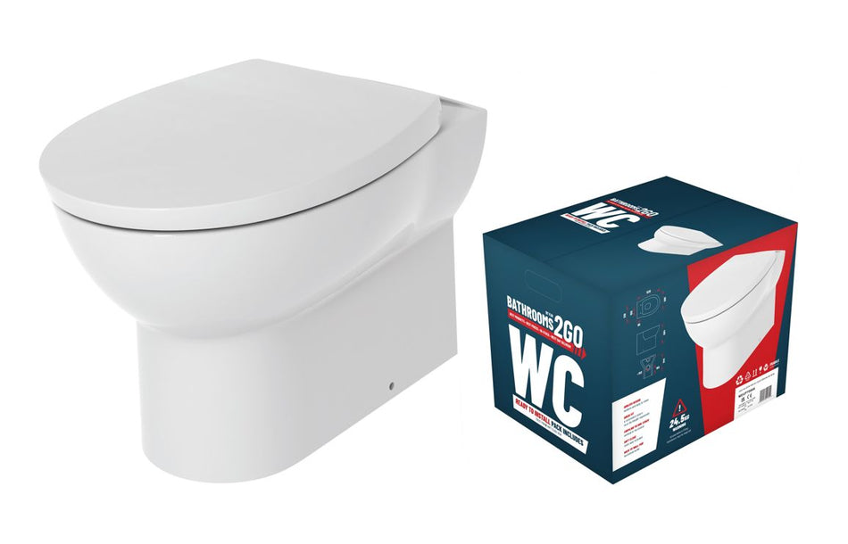 Rimless Back To Wall Toilet WC & Soft Close Seat