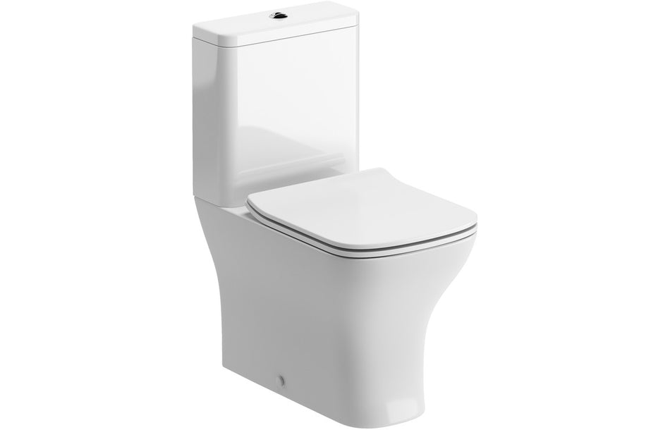Short Projection Close Coupled Toilet Fully Shrouded WC & Soft Close Seat