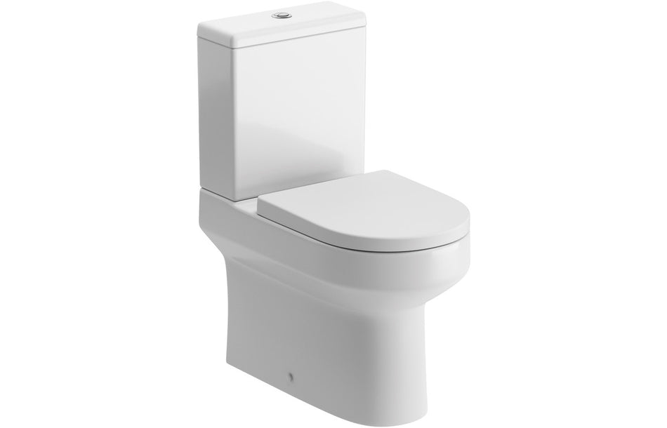 Rimless Close Coupled Toilet Fully Shrouded WC & Soft Close Seat