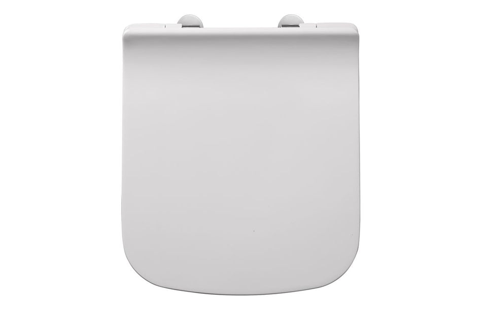 White toilet seat lid with mounting hinges