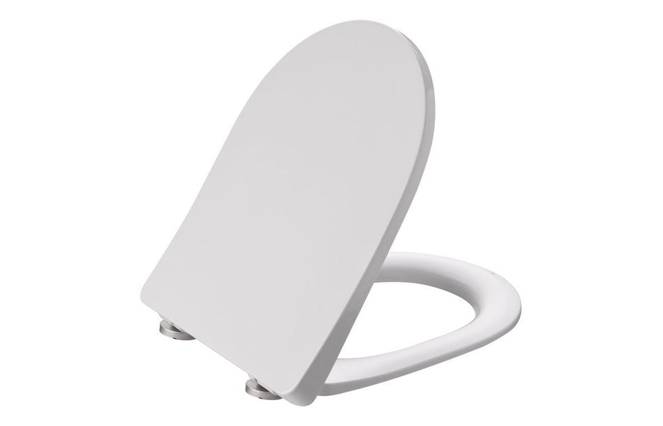 White slim toilet seat with closed lid and rounded rim