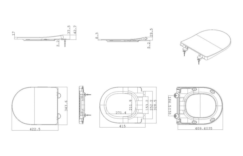 Slim Soft Close Toilet Seat - White