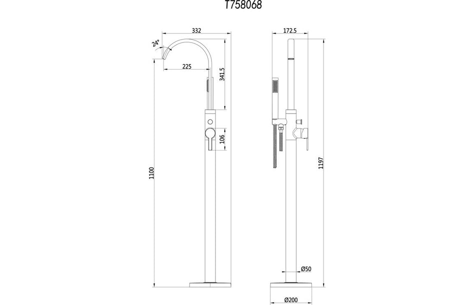 Avola Floor Standing Bath/Shower Mixer - Brushed Brass