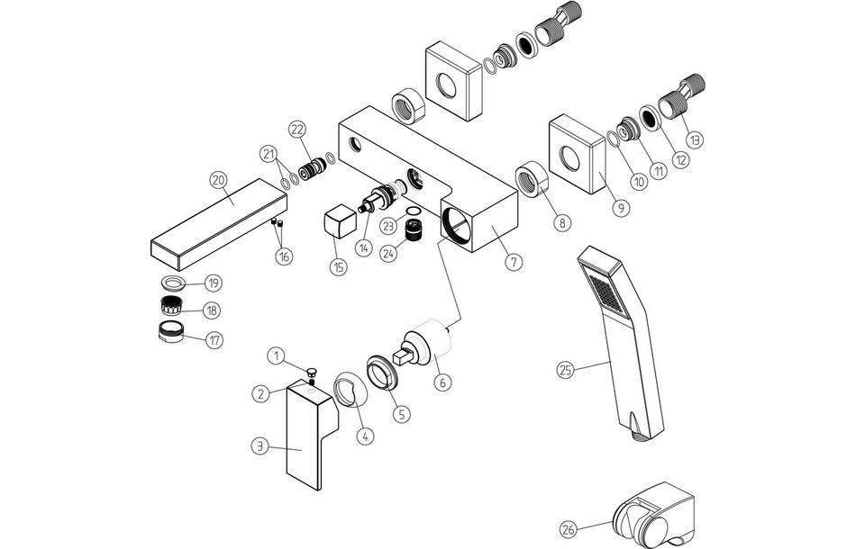 Zicara Wall Mounted Shower Mixer & Shower Kit - Chrome