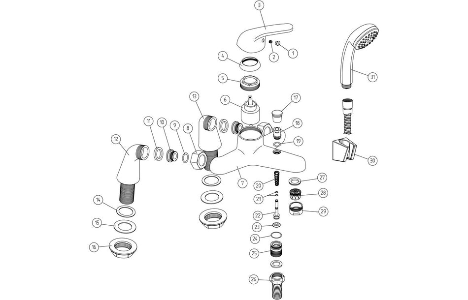 Nirola Bath/Shower Mixer - Chrome