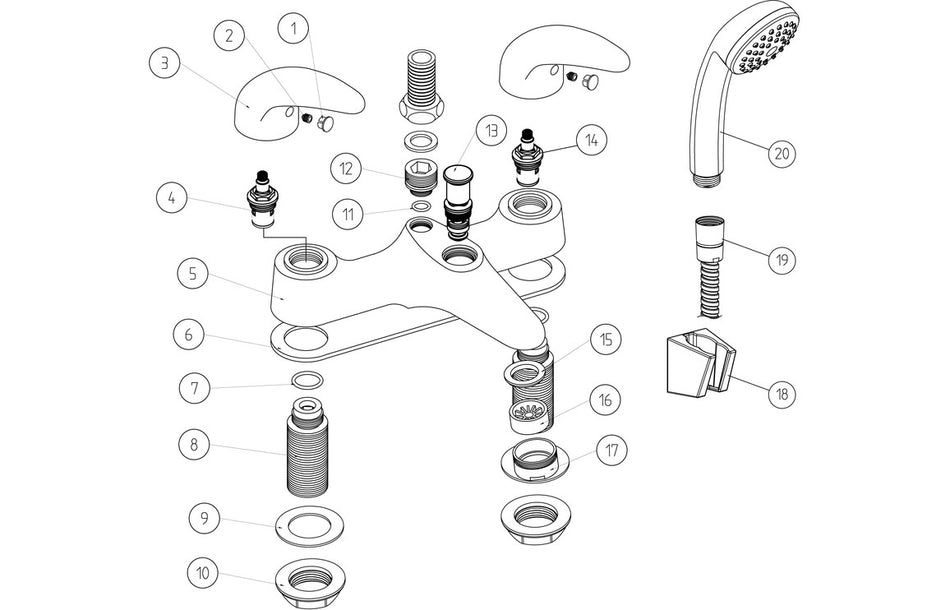 Nirola Low Pressure Bath/Shower Mixer - Chrome