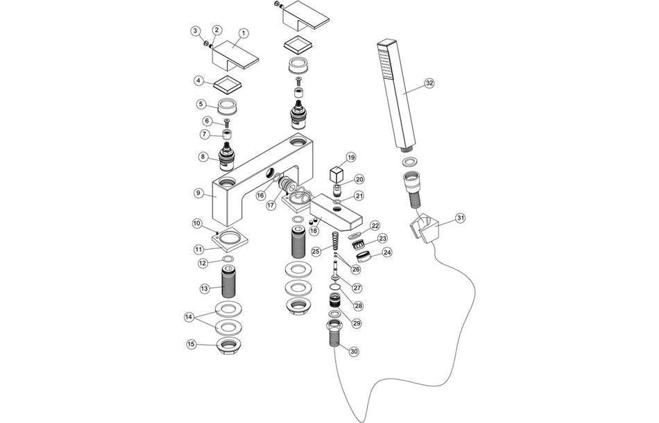 Onza Bath/Shower Mixer & Bracket - Chrome