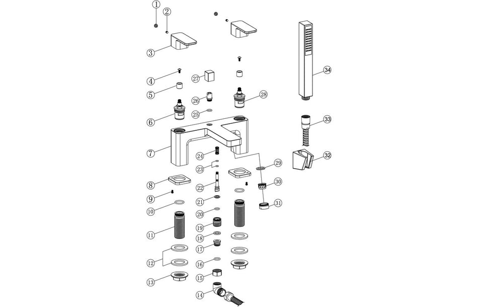 Adera Bath/Shower Mixer & Bracket - Chrome
