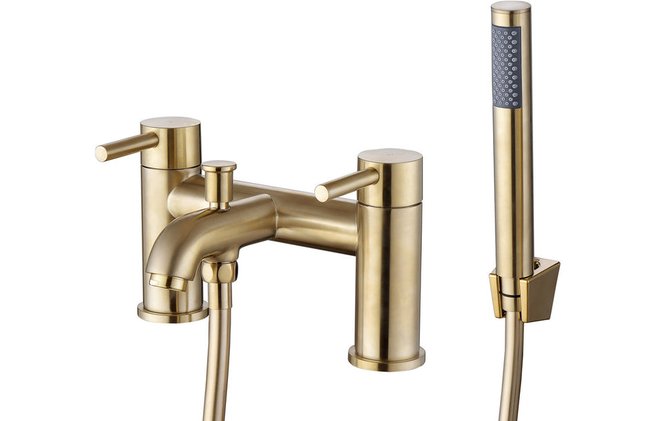 Pescera Bath/Shower Mixer & Bracket - Brushed Brass