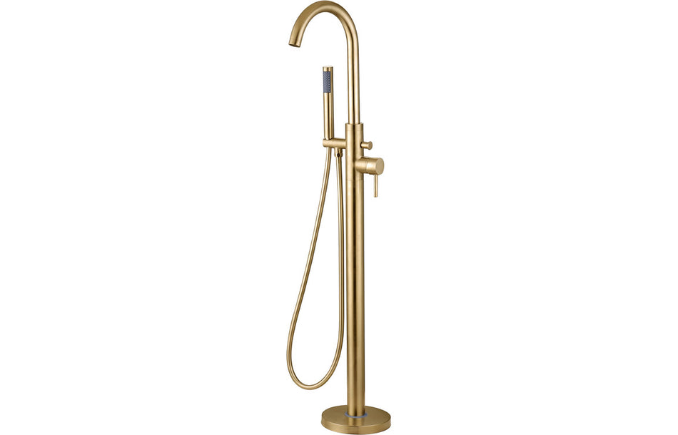 Pescera Floor Standing Bath/Shower Mixer - Brushed Brass