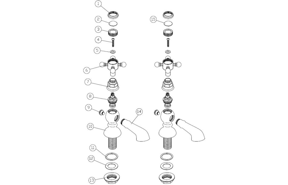 Tedlow Bath Pillar Taps - Brushed Brass