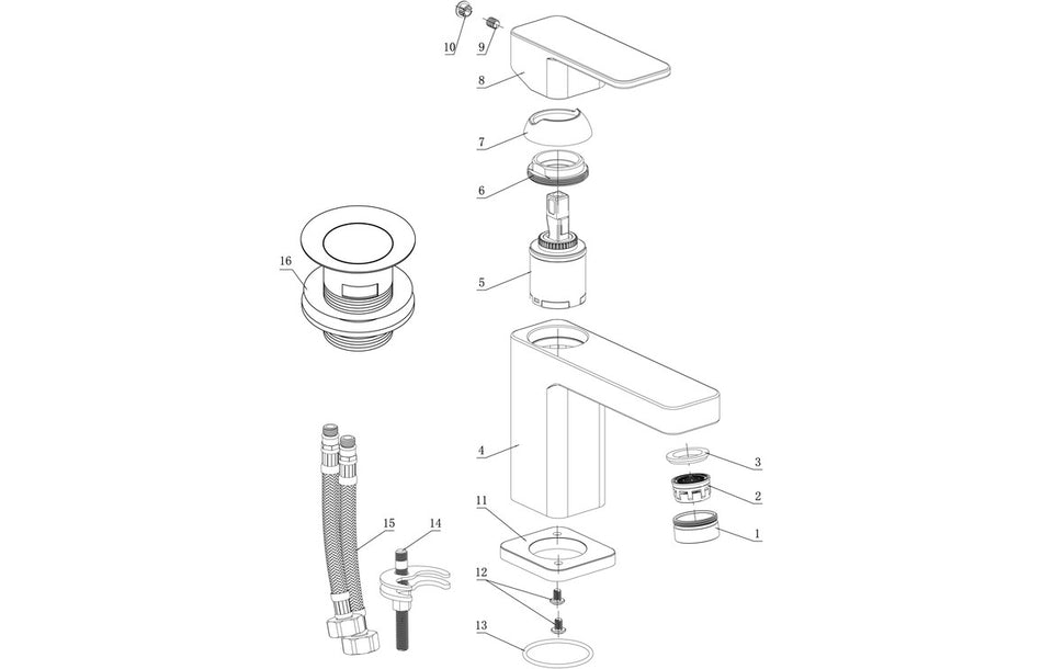 Adera Cloakroom Basin Mixer & Waste - Chrome