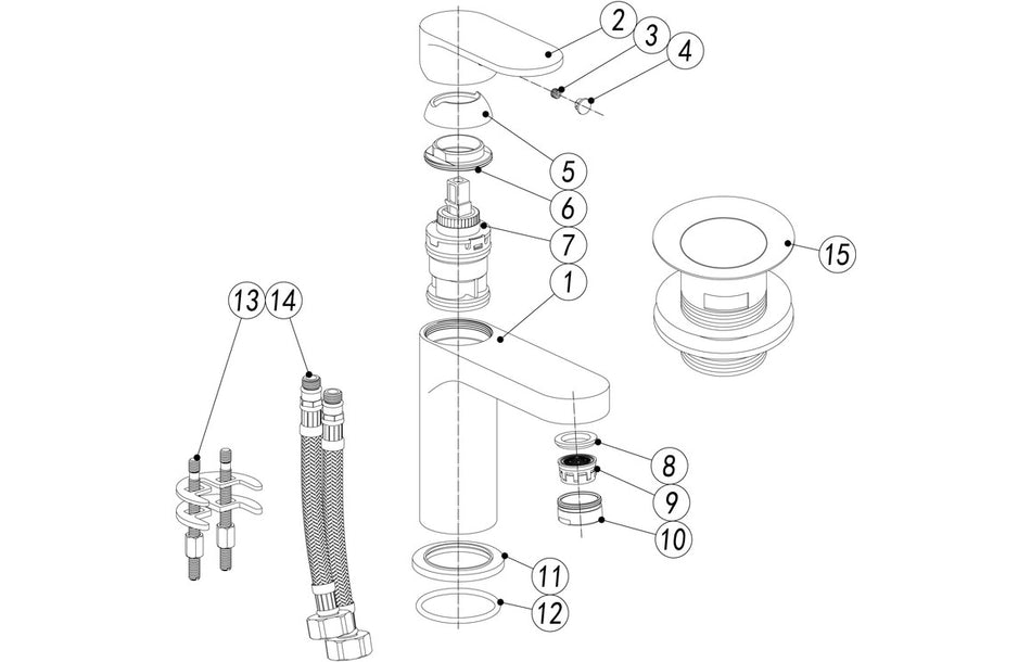 Canto Basin Mixer & Waste - Chrome