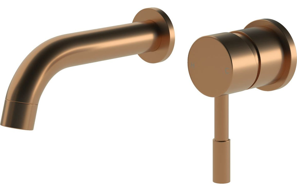 Pescera Wall Mounted Basin Mixer - Brushed Bronze