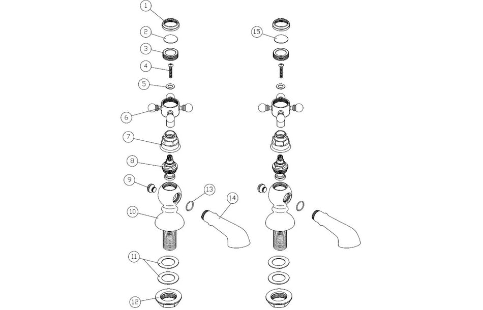 Tedlow Basin Pillar Taps - Brushed Brass