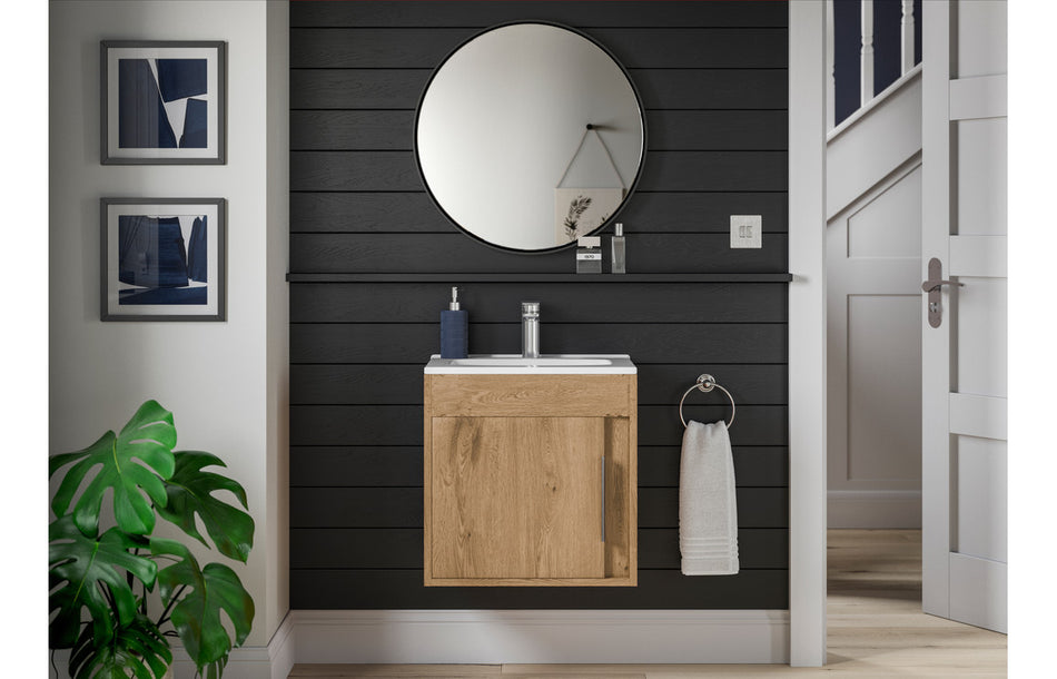 Element 510mm Wall Hung Unit with Basin – Seville Oak