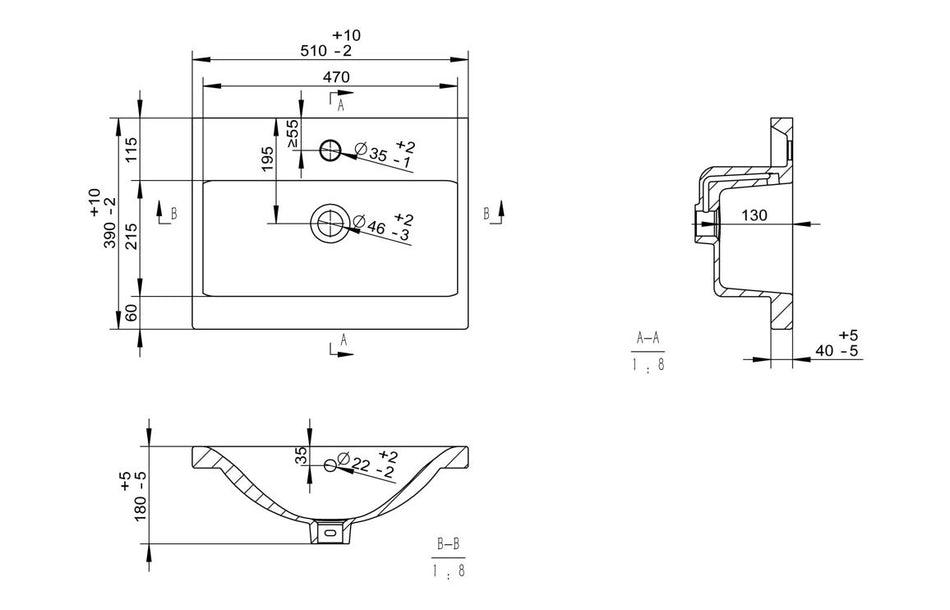 Element 510mm Wall Hung Unit Inc. Basin - Matt Light Grey