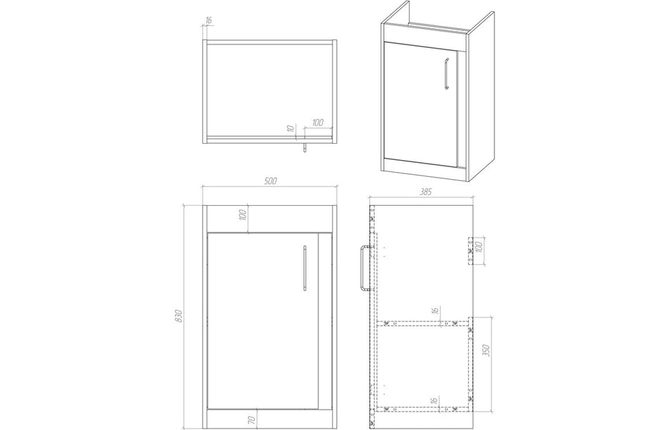 Element 510mm Floor Standing Unit Inc. Basin - Matt Indigo Blue