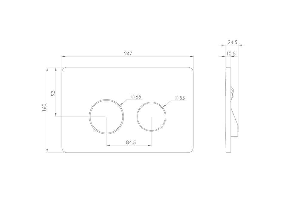 Toiler Flush Plate - FLUSHE 2.0 dot flush plate - Matte Black
