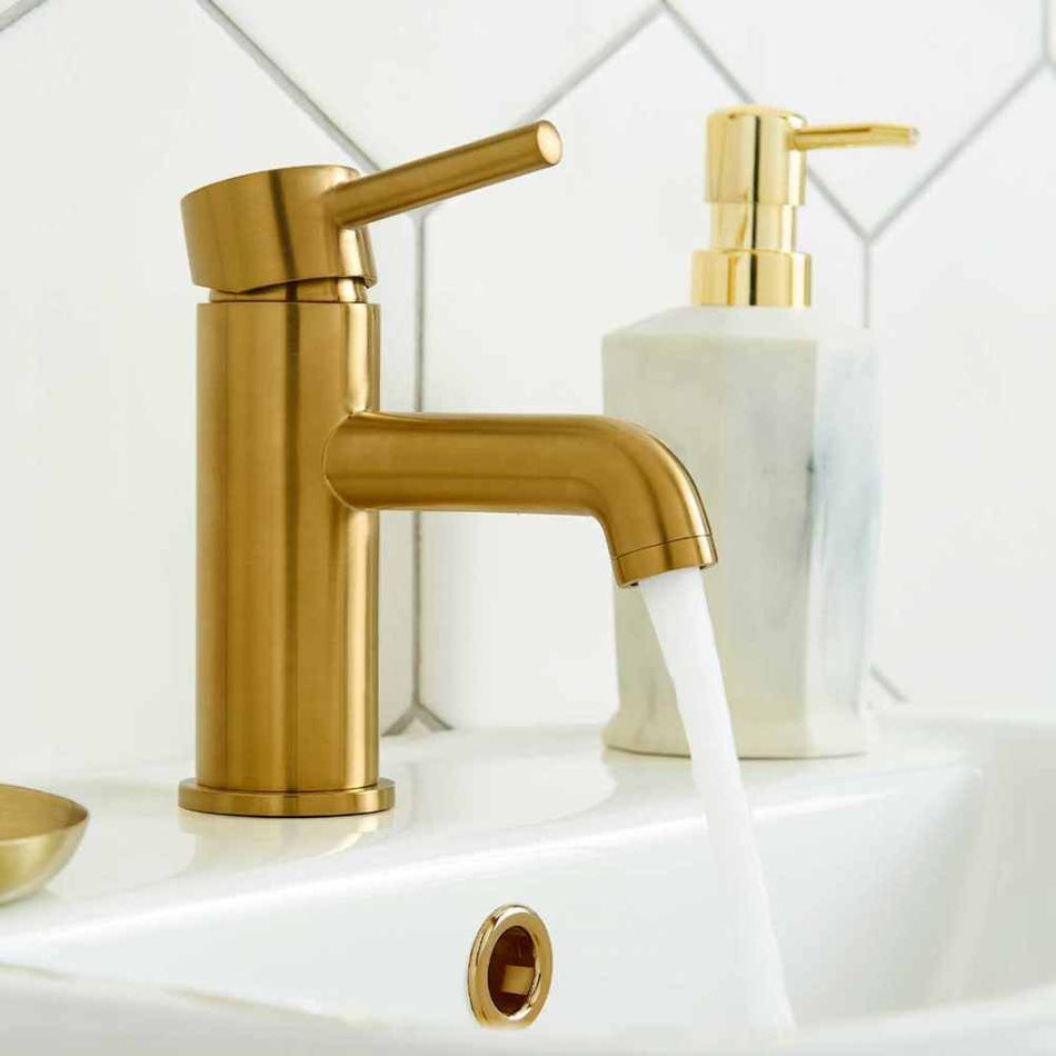 Kartell Ottone Mono Basin Mixer Brushed Brass