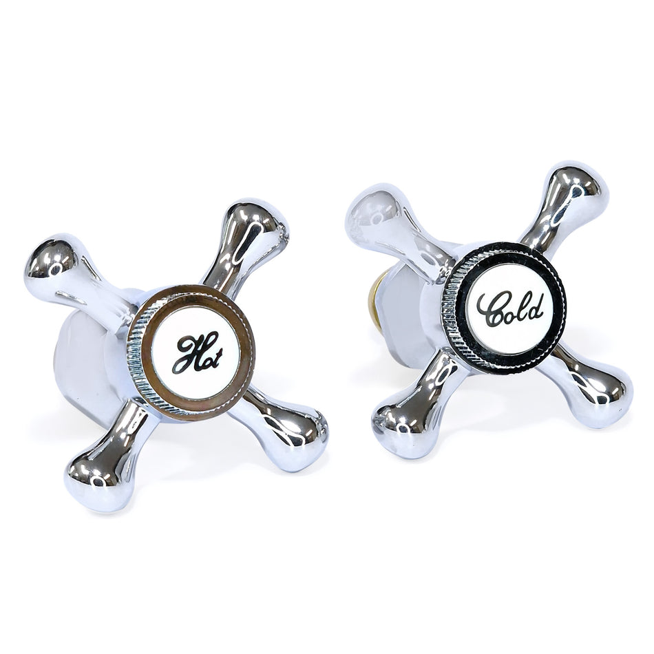 HOT & Cold Victorian Style Cross Head TAP TOP Covers Chrome Plated 1/2"
