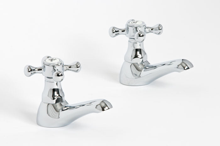 Highlife Basin Taps - Melrose Hot & Cold Water Taps Victorian Style Cross Head