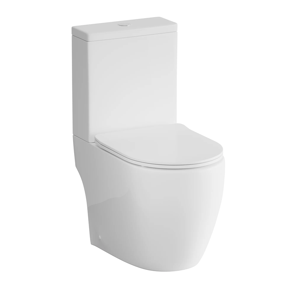 Close Coupled WC - Easy Clean Rimless Pan with Quick Release Soft Close Seat & Chrome Hinges