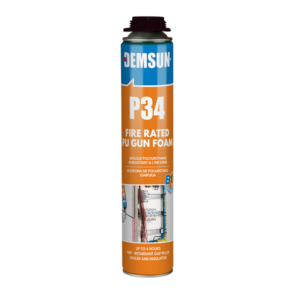 P34 Fire Rated PU Gun Foam – B1 Fire Resistant Polyurethane Expanding Foam for Sealing, Insulation & Mounting