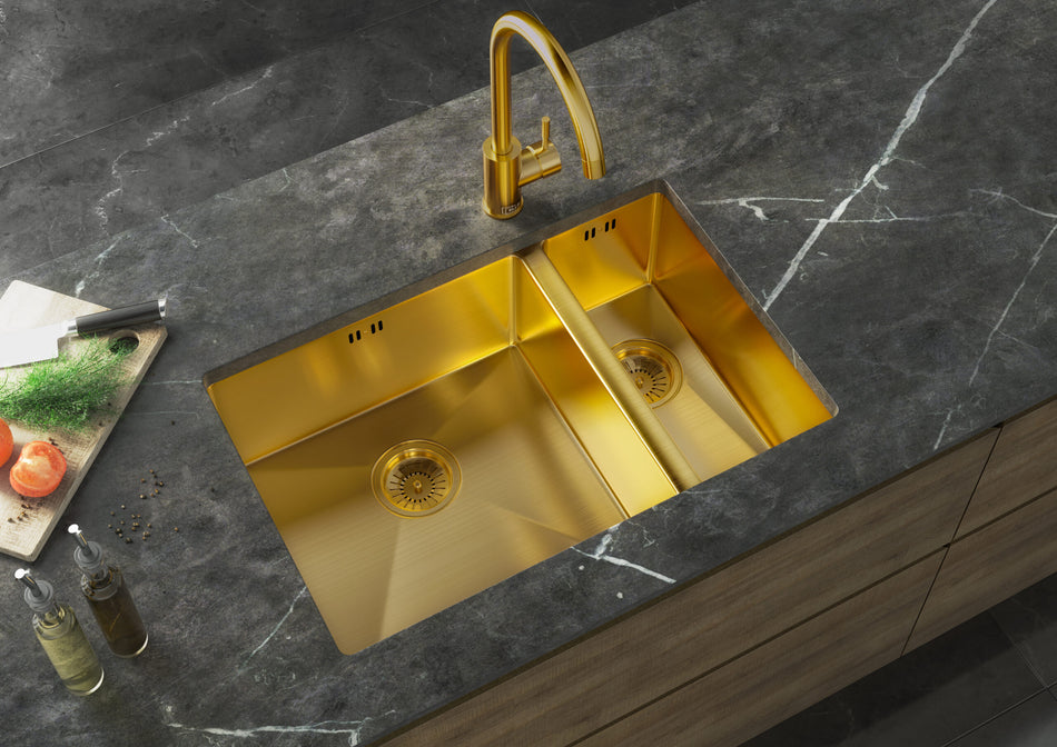 1.5 Bowl Kitchen Sink Stainless Steel with Wastes - Stainless Steel - Inset or Undermounted