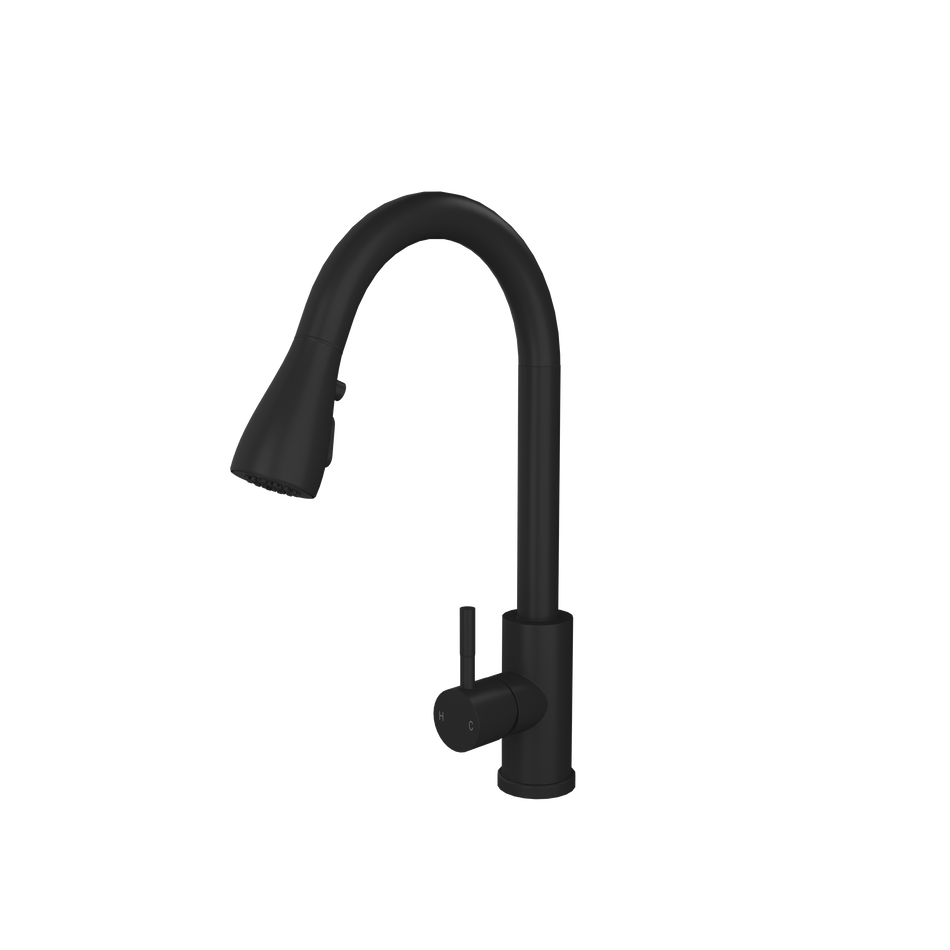Kitchen Tap with Pull out Spray and Swivel Spout - Kitchen Mixer Tap - Matt Black