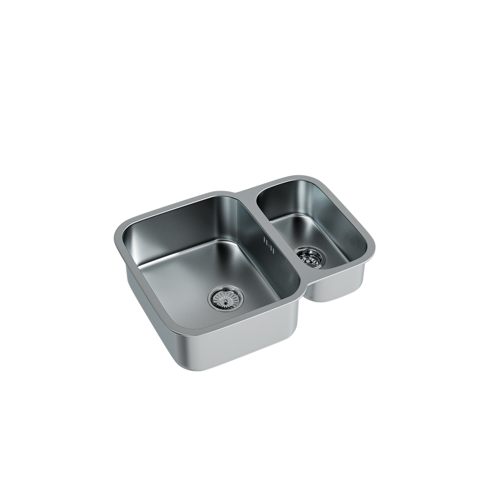 Undermount 1.5 Bowl Stainless Steel Kitchen with Waste and Overflow 590mm L x 460mm W - Polished