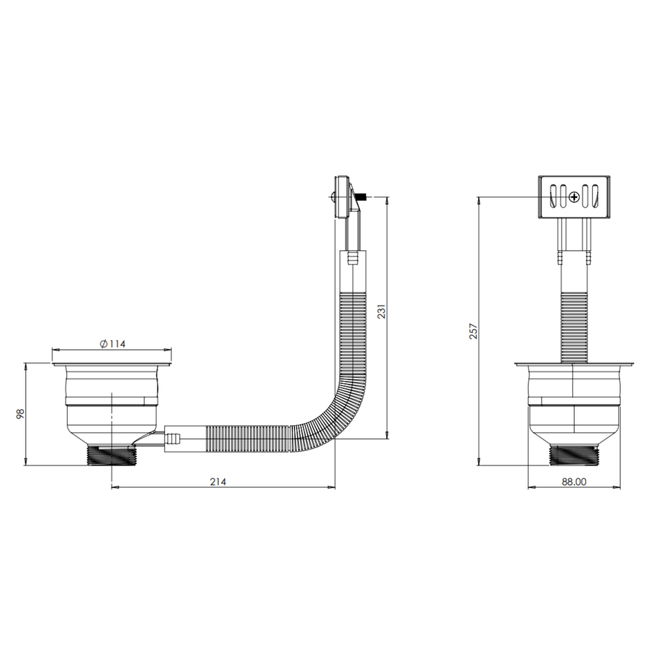 Top Fix Kitchen Sink Strainer – 90mm Stainless Steel Kitchen Sink Waste Kit - Chrome