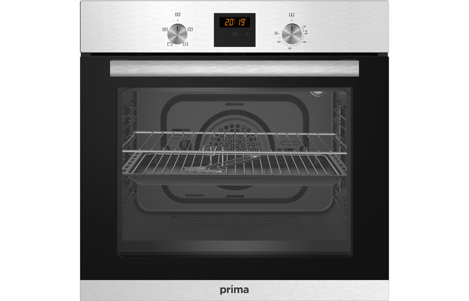 Prima Oven, Gas Hob & Curved Glass Chimney Hood Pack - Stainless Steel